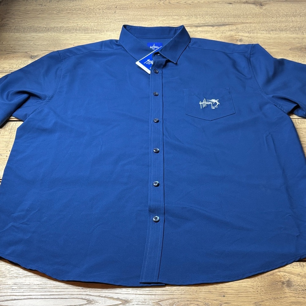 Men's Guy Harvey Embroidered Button Up S/S Shirt UPF 50+ Size XL-NWT